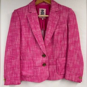 Juicy Couture hot pink tweed, cropped blazer - M